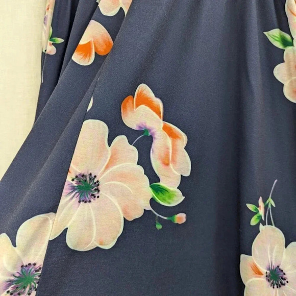 Navy floral, ruffle tank midi summer dress womens size large   D10 - Picture 6 of 10